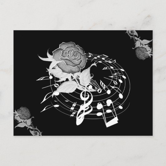 Floral Rose Musiknote Postkarte (Vorderseite)