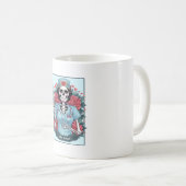 Floral Rose Skeleton Nurse Tarot Card Halloween Es Kaffeetasse (VorderseiteRechts)