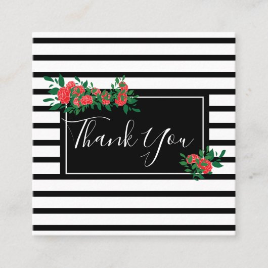 Floral Rose Vielen Dank Quadratische Visitenkarte (Vorderseite)