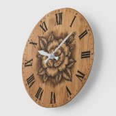 Floral Rose Wall Clock | Rustic Farmhouse Decor Große Wanduhr (Winkel)