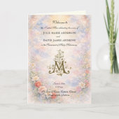 Floral Roses Catholic Wedding Mass Program Karte (Vorderseite)