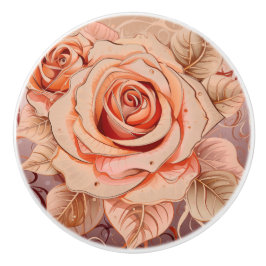 Floral Roses Peach Hues Keramikknauf