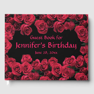 Floral Rote Rose Blume Geburtstagsparty Gästebuch