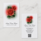 *~* Floral Rote Rose Hochzeitsplaner QR-Code Visitenkarte (Vorne/Hinten)