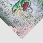 Floral Rote Rosen Finch Bird Ephemera Decoupage Seidenpapier (Detail)