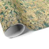 Floral Round Bouquet Monogram Green Gold Geschenkpapier (Rolleneckpunkt)