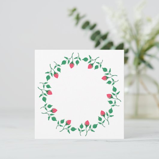 Floral round frame with pink rose flowers (Stehend Vorderseite)