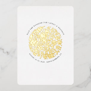 Floral Round Minimalistisch Glamour Save the Date Folieneinladung