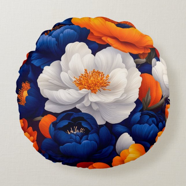 Floral Round Pillow Rundes Kissen (Vorderseite)