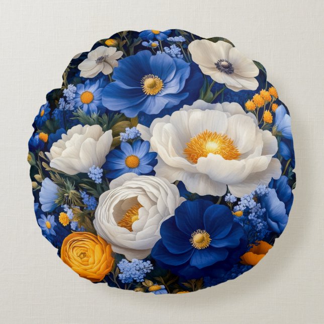 Floral Round Pillow Rundes Kissen (Vorderseite)