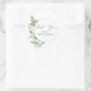 Floral Round Vielen Dank für Ihr Hochzeitsticker o Runder Aufkleber