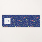 floral | ROYAL BLAUE Wertvoll | Monogramm Yogamatte (Vorderseite (Horizontal))