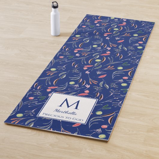 floral | ROYAL BLAUE Wertvoll | Monogramm Yogamatte (Beispiel)