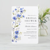 Floral Royal Blue Brautparty Einladung (Stehend Vorderseite)