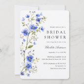 Floral Royal Blue Brautparty Einladung (Vorderseite)