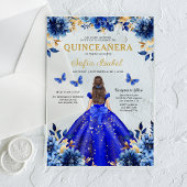Floral Royal Blue Butterfly Princess Quinceanera Acryleinladungen
