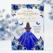 Floral Royal Blue Butterfly Princess Quinceanera Acryleinladungen