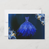 Floral Royal Blue Princess Birthday Quinceanera Save The Date (Rückseite)