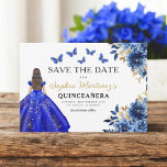 Floral Royal Blue Princess Birthday Quinceanera Save The Date<br><div class="desc">Feiern Sie stilvoll mit der Einladung der Blumenpinke und Goldprinzessin Birthday Quinceñera. Dieses elegante Design besticht durch sanfte rosa Flora und luxuriöse goldene Akzente, die sich perfekt für eine echte und unvergessliche Feier zum 15. Geburtstag eignet. Die Einladung verkörpert Gnade und Raffinesse, passend für eine Prinzessin. Die zarten Blumendetails und...</div>