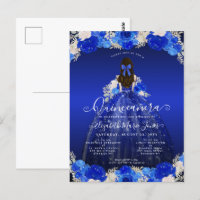 Floral Royal Blue Princess Dress Gown Quinceanera