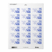 Floral Royal Blue Wedding Return Address Label Adressaufkleber (Vorne)
