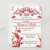 Floral Ruby 40th Anniversay Einladungen (Vorderseite)