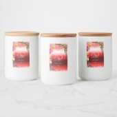 Floral Ruby Red Gradient Product Labels Monogram Lebensmitteletikett (Flaschen)