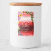 Floral Ruby Red Gradient Product Labels Monogram Lebensmitteletikett (Vorderseite)