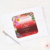 Floral Ruby Red Gradient Product Labels Monogram Quadratischer Aufkleber (Umschlag)