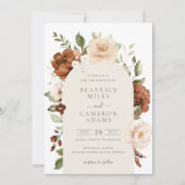 Floral Rust Peach Greenery Boho Arch Wedding Einladung (Vorderseite)