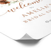Floral Rust Pumpkin Brautparty Begrüßungszeichen Poster (Ecke)