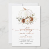 Floral Rust Pumpkin Fall Greenerity Wedding Einladung (Vorderseite)