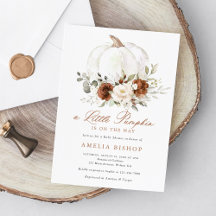 Floral Rust Pumpkin Grüne Fall Baby Dusche Invi