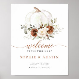 Floral Rust Pumpkin Hochzeit im Herbst Willkommens Poster