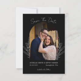 Floral Rustic Arch Photo Black Wedding Monogram Save The Date