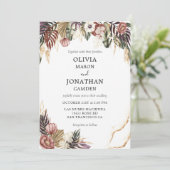 Floral Rustic Boho Fall Foto Hochzeit Einladung (Stehend Vorderseite)