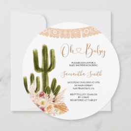 Floral Rustic Cactus Baby Shower Einladung