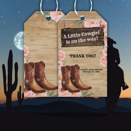 Floral Rustic Cowgirl Boots Baby Dusche Geschenkanhänger
