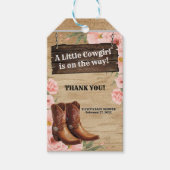 Floral Rustic Cowgirl Boots Baby Dusche Geschenkanhänger (Vorderseite)