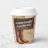 Floral Rustic Cowgirl Boots Baby Dusche Pappbecher (Rückseite)