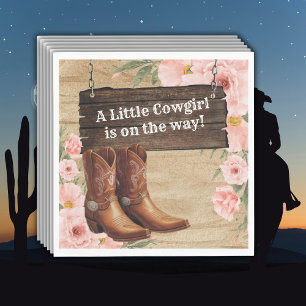 Floral Rustic Cowgirl Boots Baby Dusche Serviette