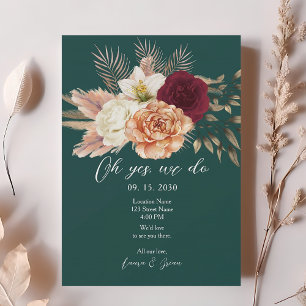 Floral Rustic Emerald Green Wedding Reception Einladung