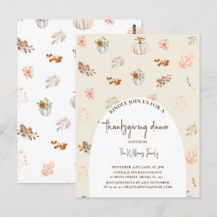 Floral Rustic Fall Pumpkin Erntedank Dinner Postkarte