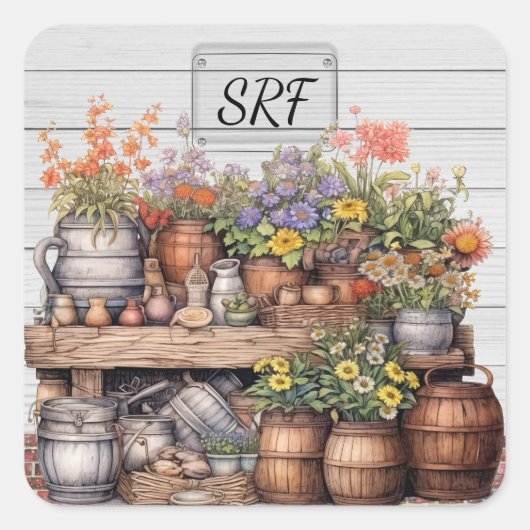 Floral Rustic Garden Sticker Matching Stationer (Vorderseite)