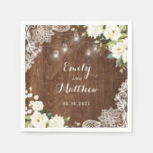 Floral rustic Holz Spitzen Lichter Mason Jars Serviette (Vorderseite)