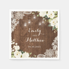 Floral rustic Holz Spitzen Lichter Mason Jars Serviette