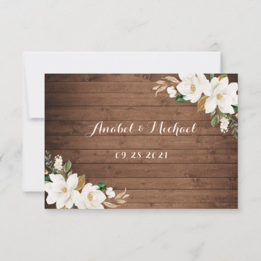 Floral Rustic Holz String Lights Magnolia UAWG Einladung (Rückseite)