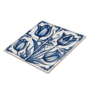 Floral Rustic Indigo Azulejo Tiles Fliese