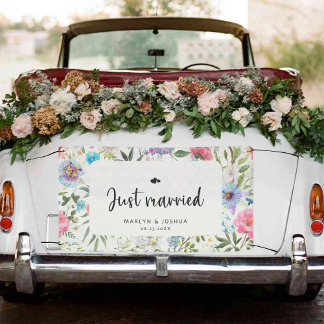 Floral Rustic Just heiratete Mr. und Mrs. Wedding  Banner