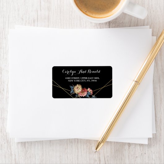 Floral Rustic Magnolia String Lights Adressaufkleber (Insitu)